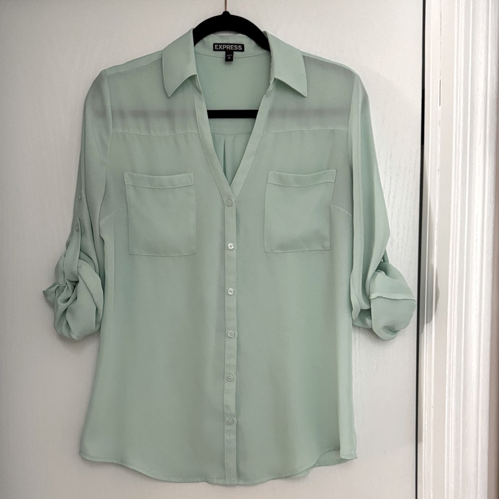 Express Women's Mint Green Portofino medium Blouse